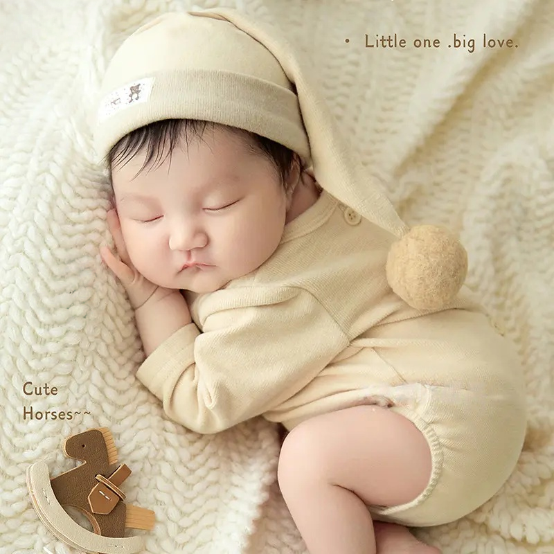 Khaki Horse Milk Outfit Theme Set - Newborn Photography Props - Image 5